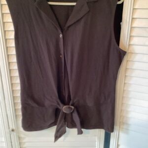 Sleeveless Brown Top with Tie Detail, Jones New York, Reduced